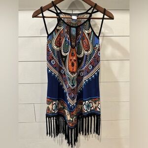 VENUS fringe bottom dress/ swim cover up- medium